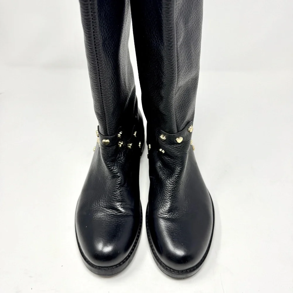 Black Leather Knee-High Boots